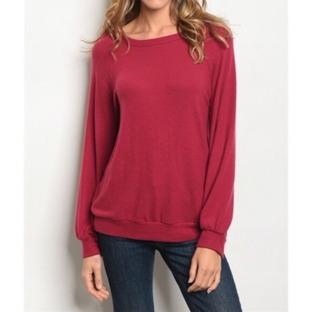 The Softest & Coziest Long Sleeve Red Top